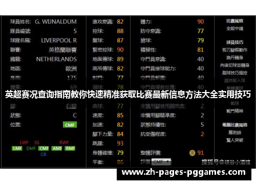 英超赛况查询指南教你快速精准获取比赛最新信息方法大全实用技巧