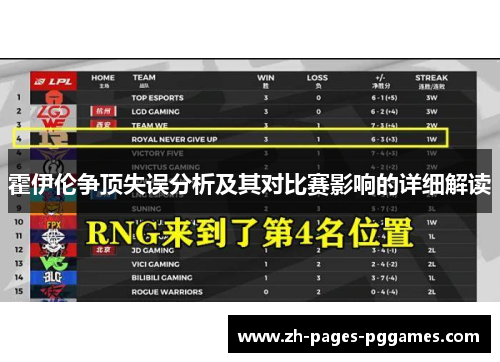 霍伊伦争顶失误分析及其对比赛影响的详细解读