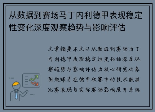 从数据到赛场马丁内利德甲表现稳定性变化深度观察趋势与影响评估